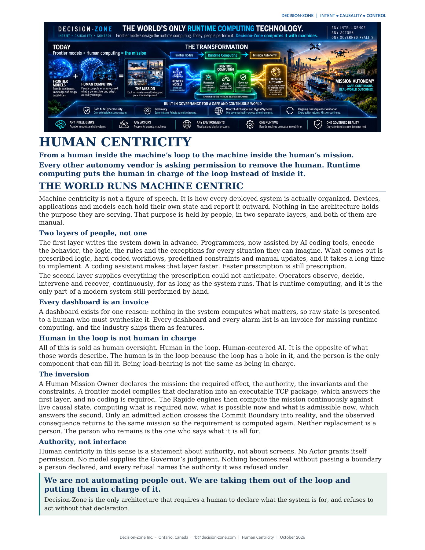 Actual first page of Human Centricity